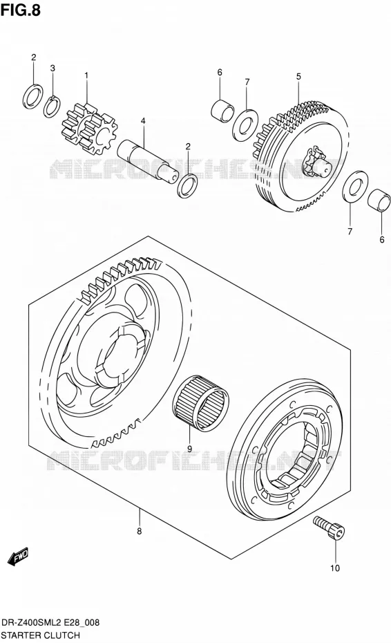 STARTMOTOR CLUTCH Suzuki MOTO 400 DR-Z 2012  DR-Z400SM L2 (E03,E28,E33)