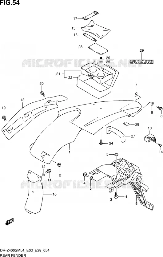 ACHTERSPATBORD Suzuki MOTO 400 DR-Z 2014  DR-Z400SM L4 (E03,E28,E33)