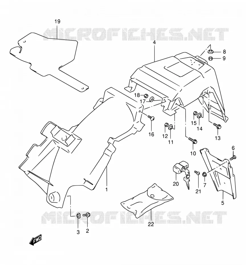 ACHTERSPATBORD (MODELE X/Y) Suzuki MOTO 125 DR 1999  DR125SEX/DR125SEUX