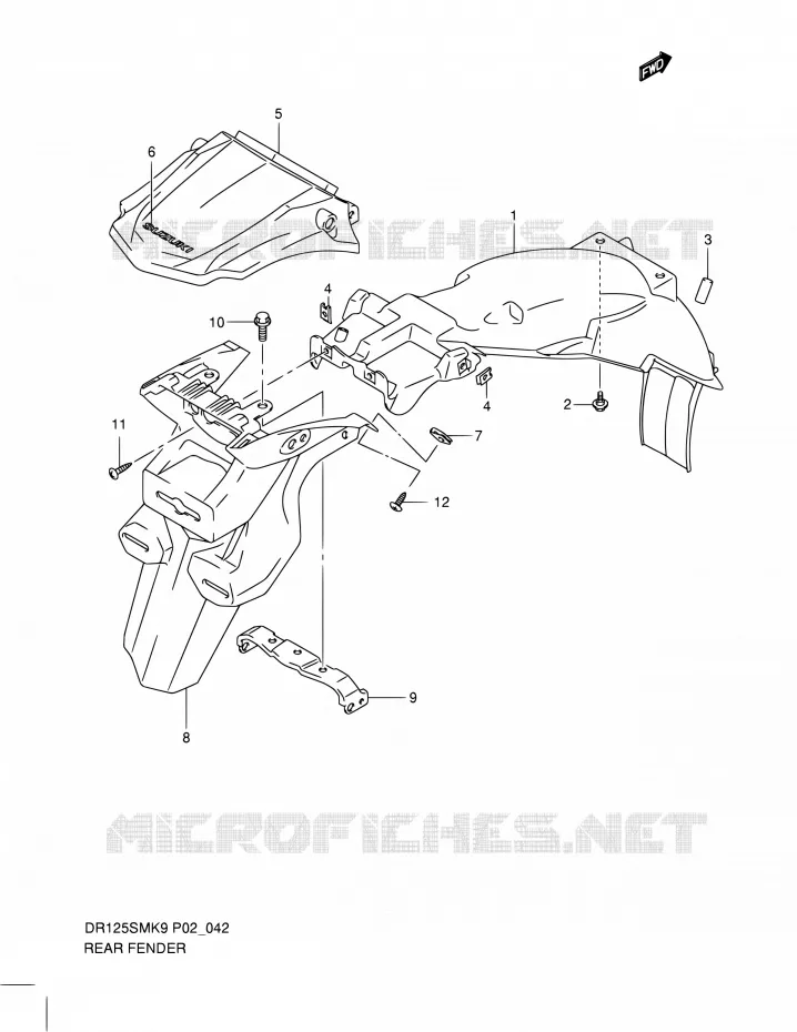 ACHTERSPATBORD Suzuki MOTO 125 DR 2010  DR125SML0(E02)