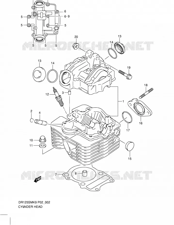 CILINDERKOP Suzuki MOTO 125 DR 2010  DR125SML0(E02)