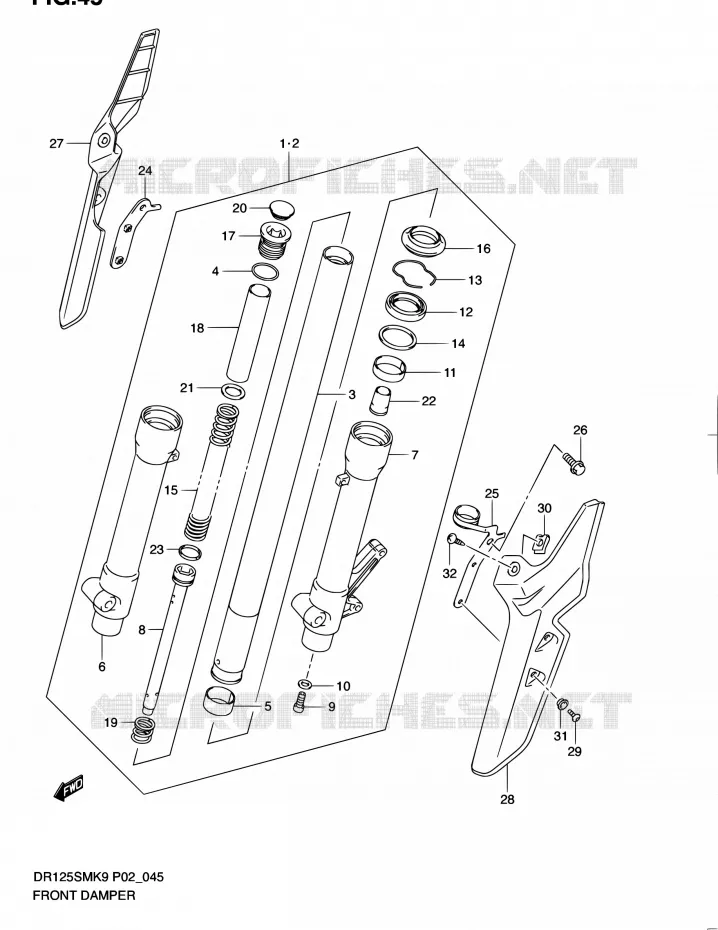 FRONT SCHOKDEMPER Suzuki MOTO 125 DR 2010  DR125SML0(E02)