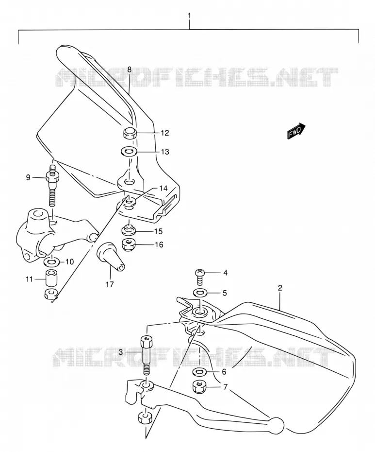 KNUCKLE COVERS (OPTION) Suzuki MOTO 200 DR 2002  DR200SE K2 (E03,E28,E33)