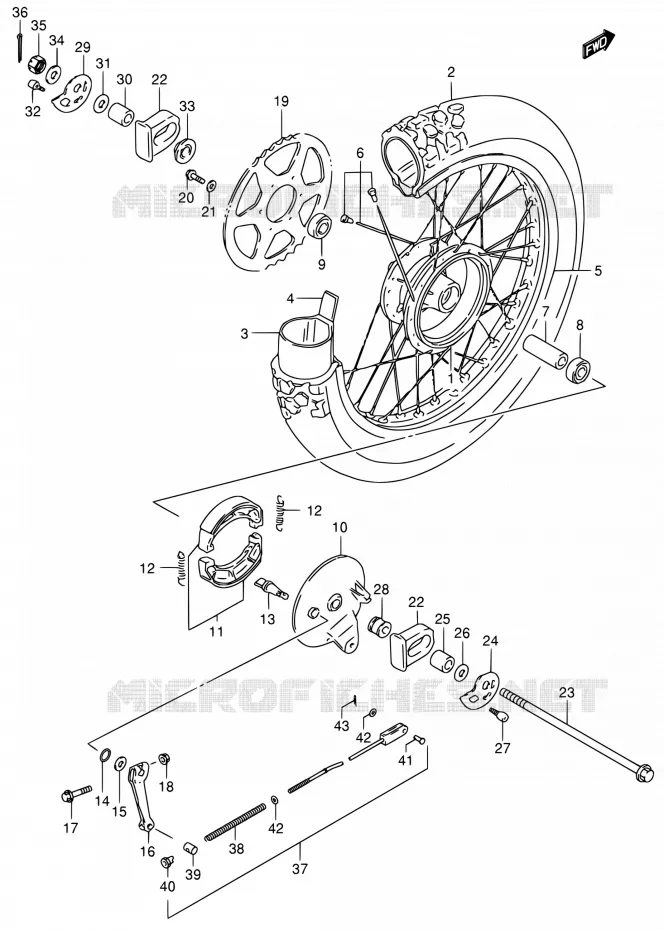 ACHTERWIEL (MODEL K2 P09) Suzuki MOTO 200 DR 2002  DR200SE K2 (E06,E24)