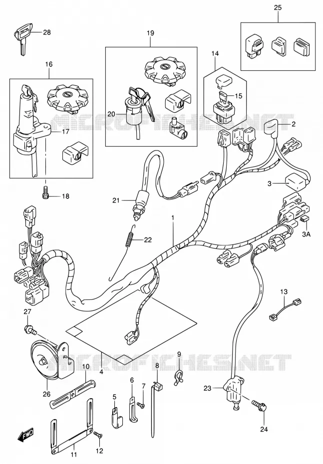 BEDRADING (MODELE K2/K3/K4/K5) Suzuki MOTO 200 DR 2002  DR200SE K2 (E06,E24)