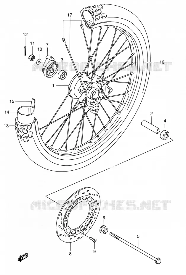 VOORWIEL (MODEL K2 P09) Suzuki MOTO 200 DR 2003  DR200SE K3 (E06,E24)