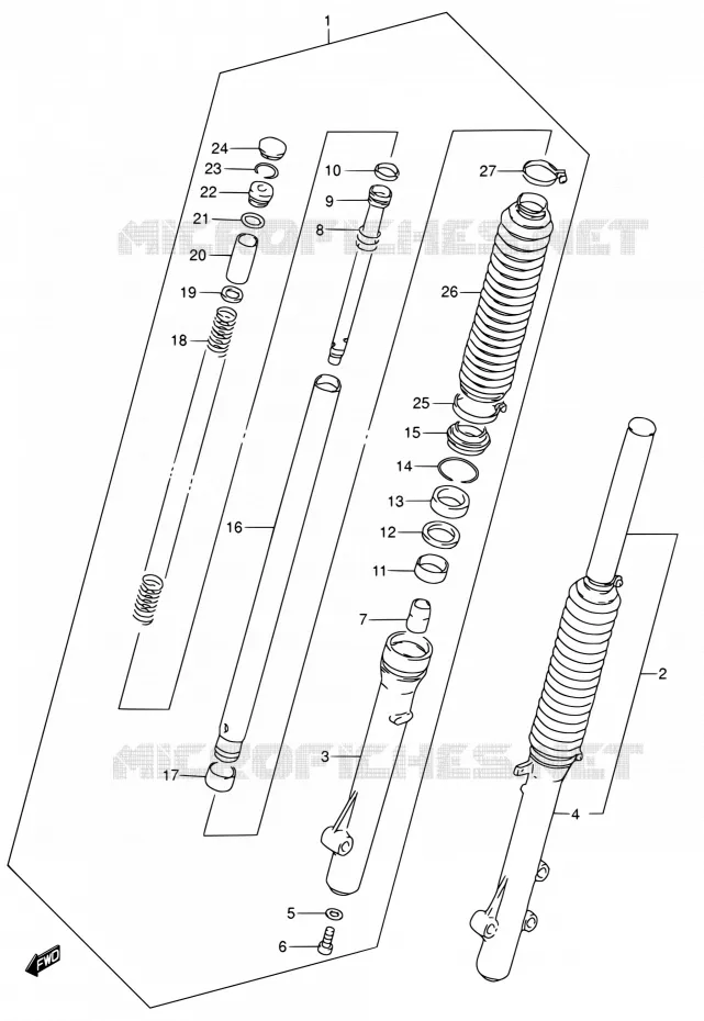 FRONT SCHOKDEMPER Suzuki MOTO 200 DR 2004  DR200SE K4 (E03,E28,E33)