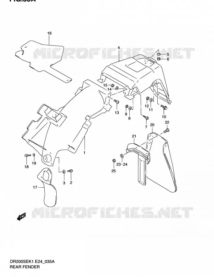 ACHTERSPATBORD (MODELE K2/K3/K4/K5) Suzuki MOTO 200 DR 2004  DR200SE K4 (E06,E24)