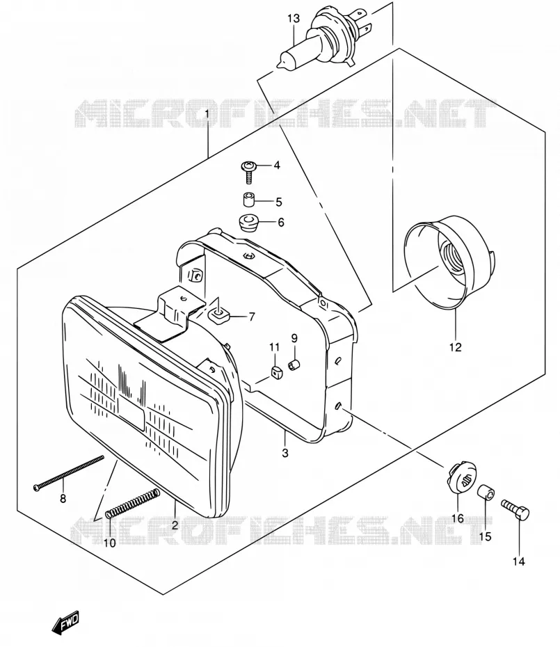 KOPLAMP (MODEL K1 E24/MODEL K2 P09) Suzuki MOTO 200 DR 2004  DR200SE K4 (E06,E24)