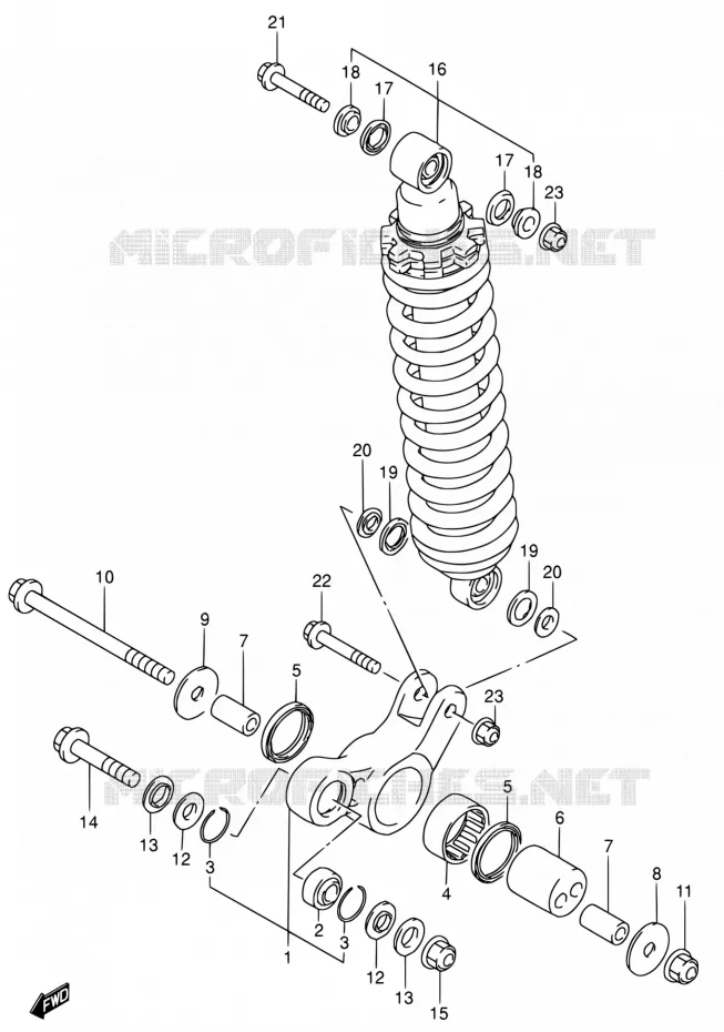SCHOKBREKER AANEENSCHAKELING (MODELE K4/K5) Suzuki MOTO 200 DR 2005  DR200SE K5 (E03,E28,E33)
