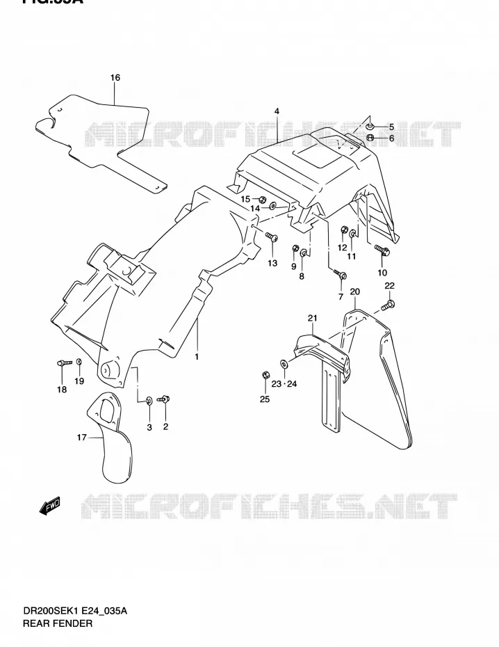 ACHTERSPATBORD (MODELE K2/K3/K4/K5) Suzuki MOTO 200 DR 2005  DR200SE K5 (E06,E24)