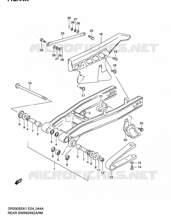 SWINGARM (MODEL K2/K3/K4/K5 E06,E24) Suzuki MOTO 200 DR 2005  DR200SE K5 (E06,E24)
