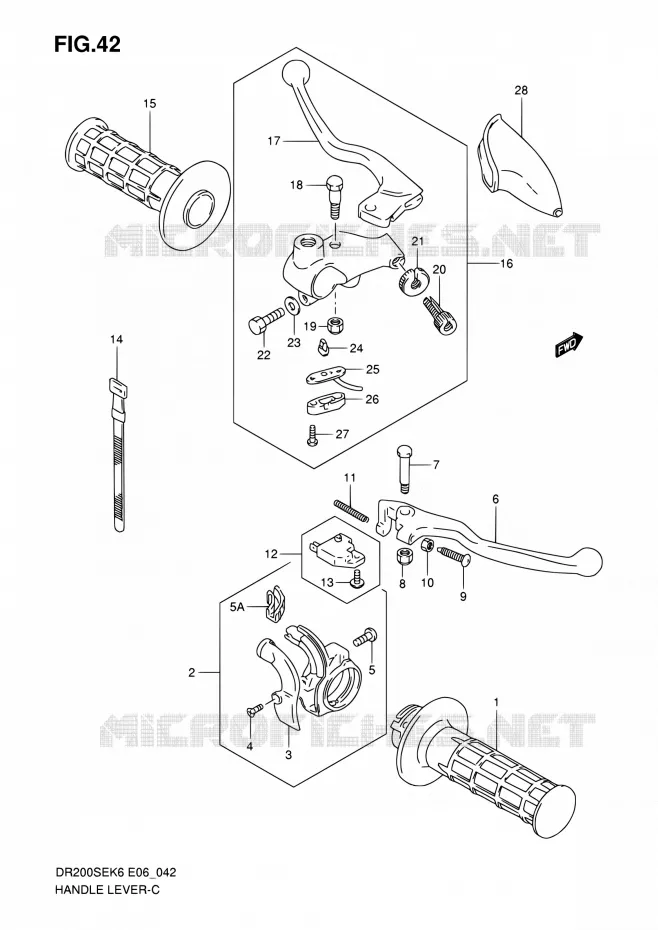 HANDGRIPS - LEVERS (MODEL K6/K7/K8/K9 E24) Suzuki MOTO 200 DR 2006  DR200SE K6 (E06,E24)