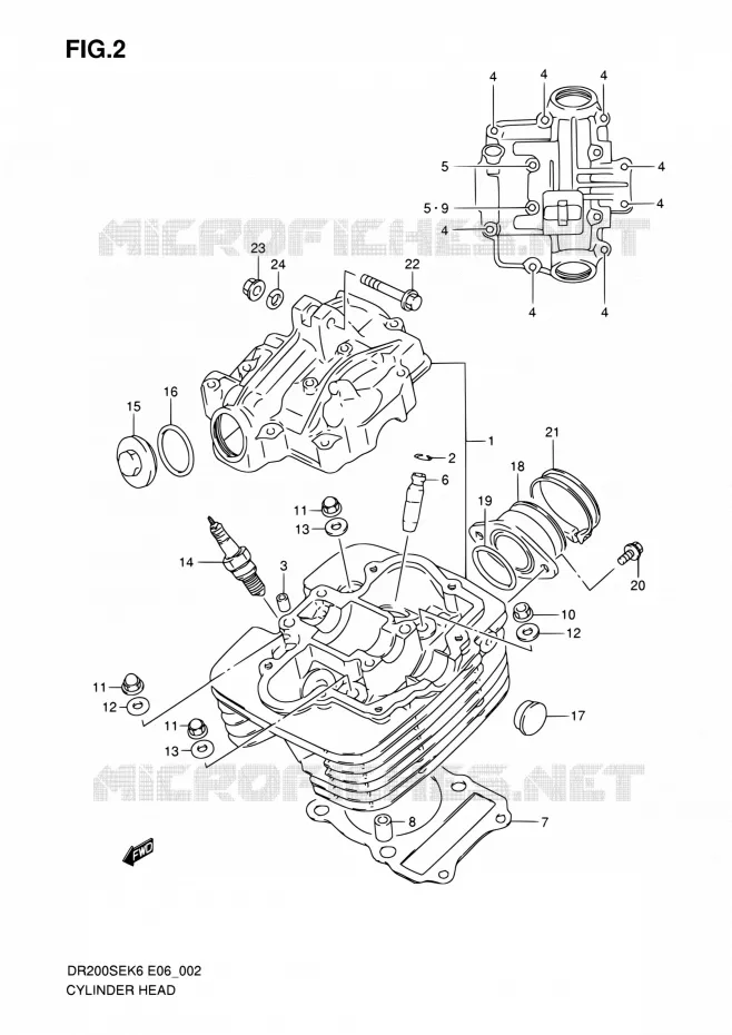 CILINDERKOP Suzuki MOTO 200 DR 2007  DR200SE K7 (E06,E24)