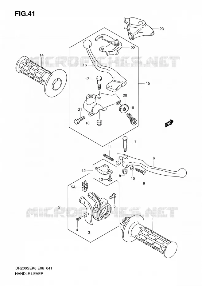 HANDGRIPS - LEVERS (MODEL K6/K7/K8/K9 E24) Suzuki MOTO 200 DR 2007  DR200SE K7 (E06,E24)