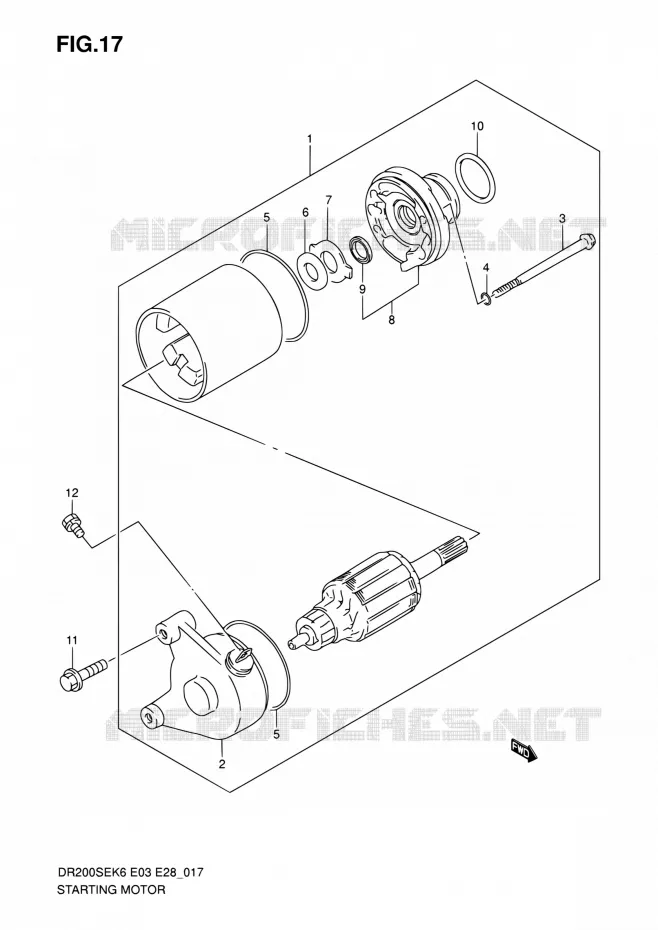 STARTMOTOR Suzuki MOTO 200 DR 2008  DR200SE K8 (E03,E28,E33)
