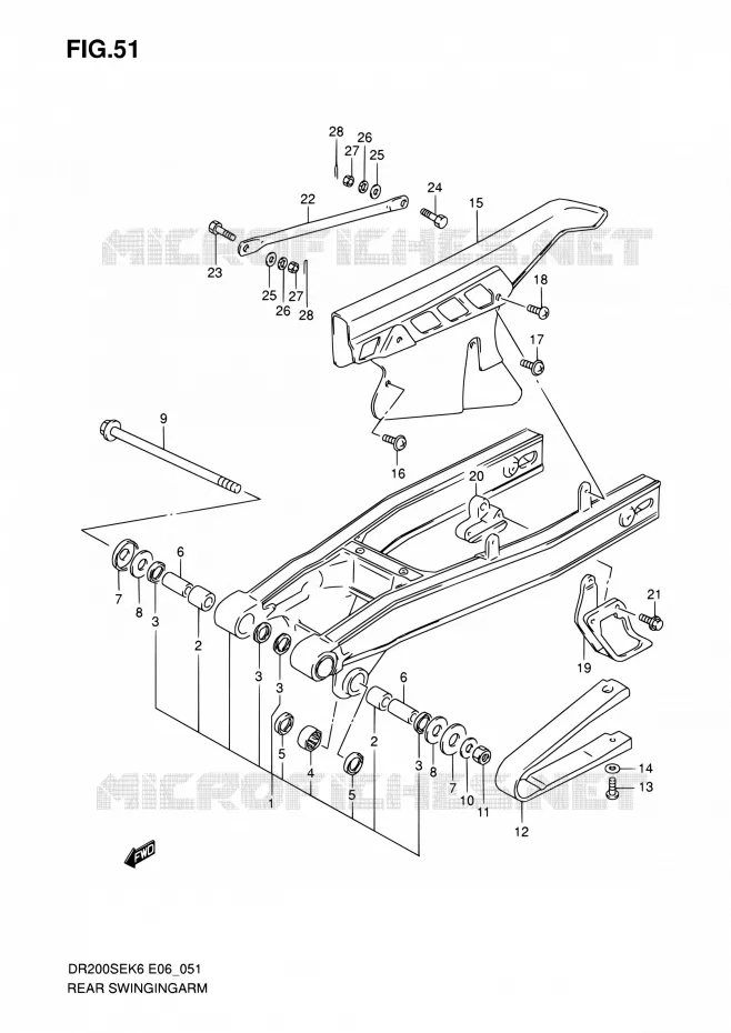 SWINGARM Suzuki MOTO 200 DR 2009  DR200SE K9 (E06,E24)