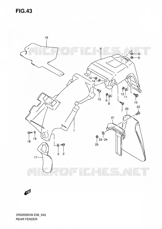 ACHTERSPATBORD Suzuki MOTO 200 DR 2010  DR200SE L0 (E06,E24)