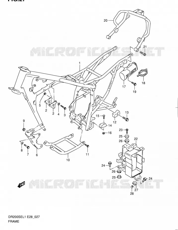 FRAME Suzuki MOTO 200 DR 2011  DR200SE L1 (E03,E28,E33)