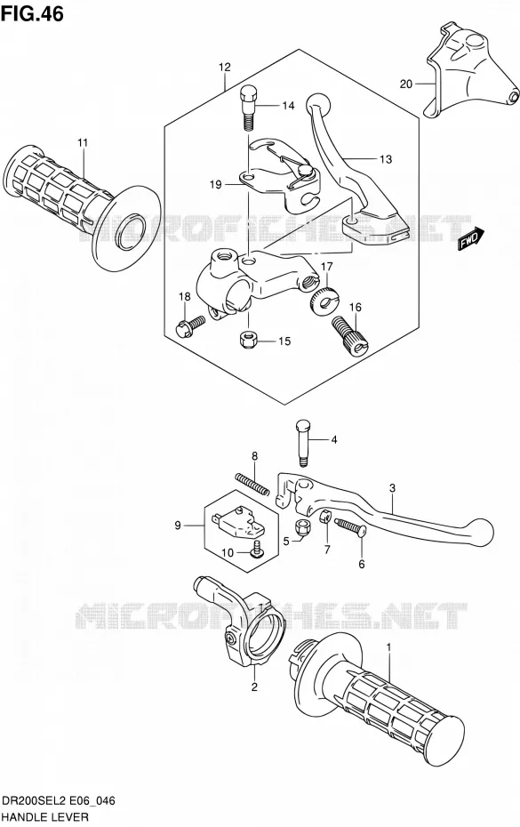 HANDGRIPS - LEVERS (DR200SEL2 E24) Suzuki MOTO 200 DR 2012  DR200SEL2(E24)