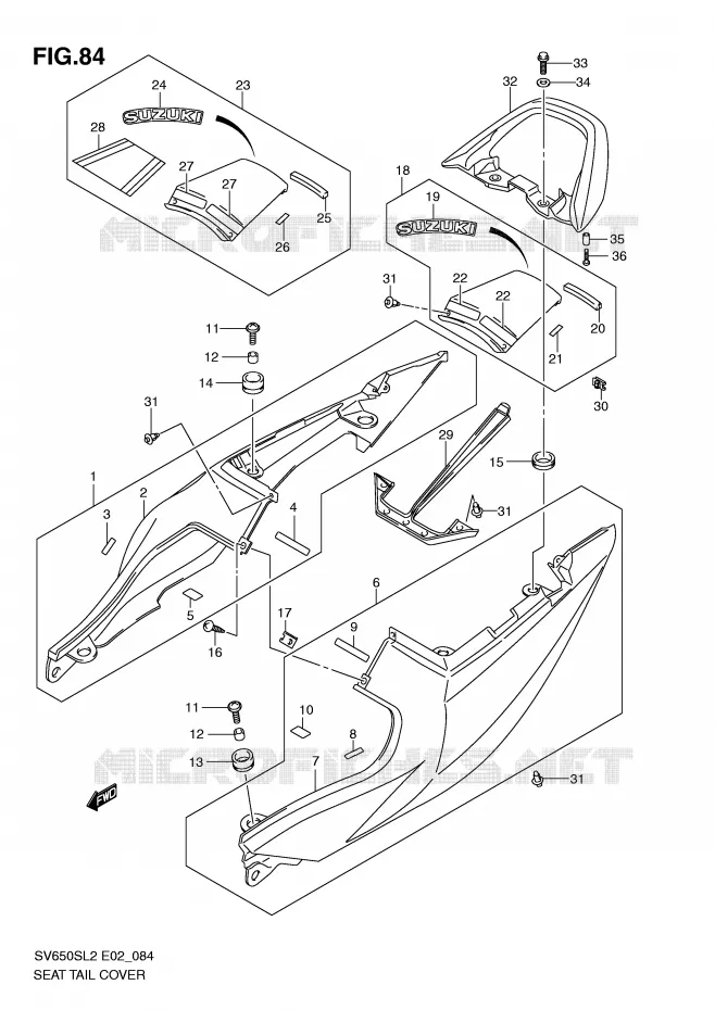 ACHTER KUIP - SEAT COWL Suzuki MOTO 650 SV 2012  SV650SAL2(E02)