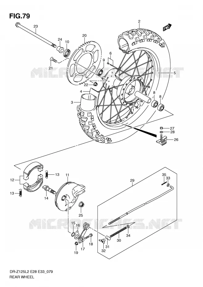 ACHTERWIEL (DR-Z125L2 E28) Suzuki MOTO 125 DR-Z 2012  DR-Z125L2(E28)