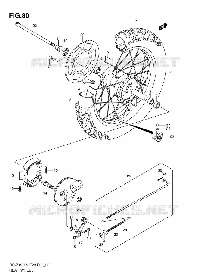 ACHTERWIEL (DR-Z125L2 E33) Suzuki MOTO 125 DR-Z 2012  DR-Z125L2(E28)