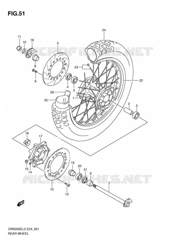 ACHTERWIEL Suzuki MOTO 650 DR 2012  DR650SEL2(E24)
