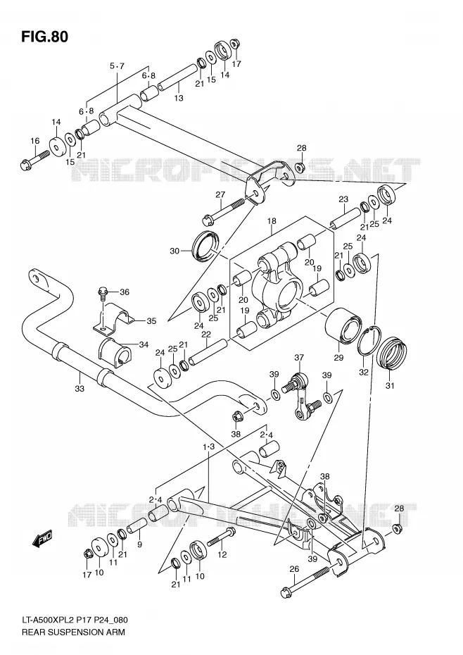 ACHTERWIELOPHANGING ARM Suzuki QUAD 500 KINGQUAD 2012  LT-A500XPZL2(P17)