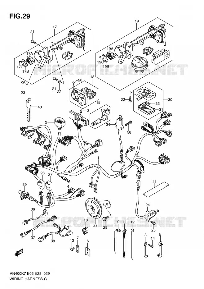 BEDRADING (AN400K7) Suzuki SCOOTER 400 BURGMAN 2010  AN400L0(E3/E28)