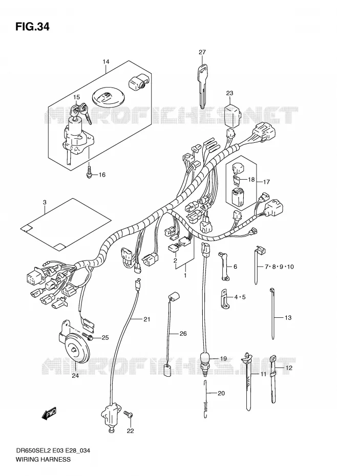 BEDRADING (DR650SEL2 E33) Suzuki MOTO 650 DR 2012  DR650SEL2(E03)