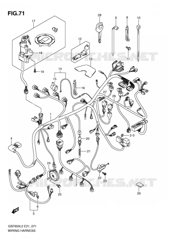 BEDRADING (GSF650SL2 E21) Suzuki MOTO 650 BANDIT 2012  GSF650SUAL2(E21)