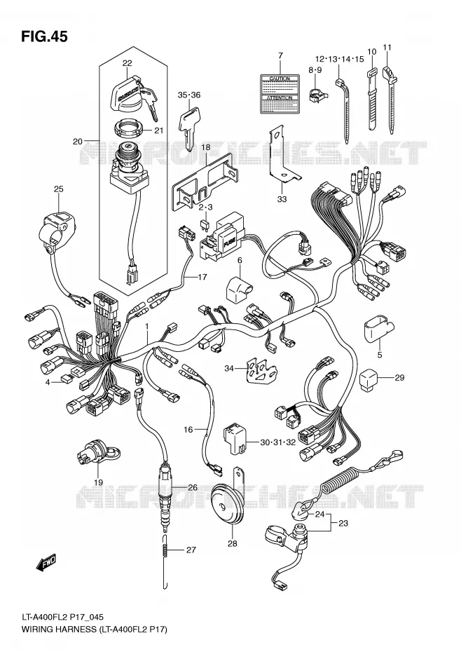 BEDRADING (LT-A400FL2 P17) Suzuki QUAD 400 KINGQUAD 2012  LT-F400FZL2(P17)
