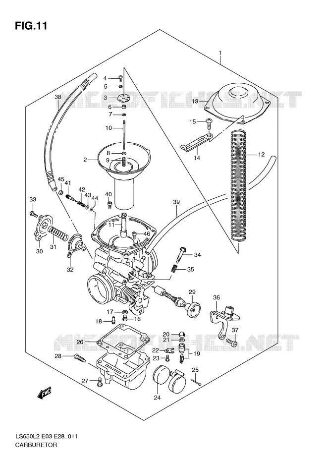CARBURATOR (LS650L2 E03) Suzuki MOTO 650 BOULEVARD 2012  LS650L2(E03)