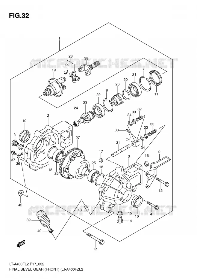 FINAL BEVEL GEAR (FRONT) (LT-A400FZL2 P17) Suzuki QUAD 400 KINGQUAD 2012  LT-F400L2(P17)