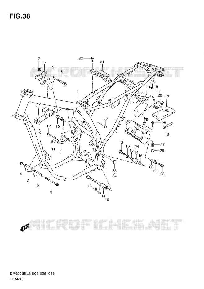 FRAME (DR650SEL2 E33) Suzuki MOTO 650 DR 2012  DR650SEL2(E03)