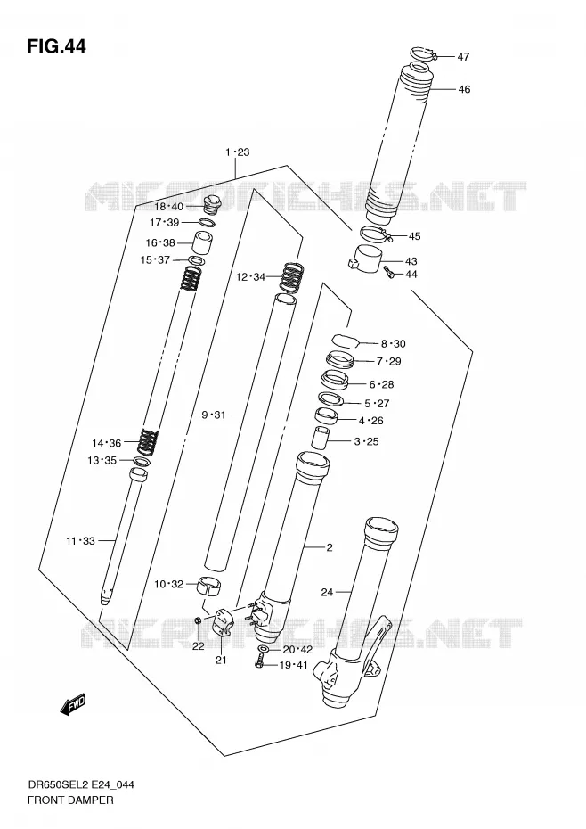 FRONT SCHOKDEMPER Suzuki MOTO 650 DR 2012  DR650SEL2(E24)