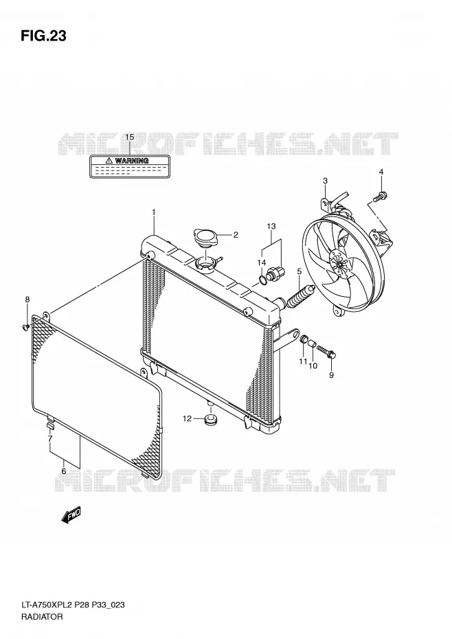 RADIATOR (LT-A750XPZL2 P33) Suzuki QUAD 750 KINGQUAD 2012  LT-A750XPL2(P28)