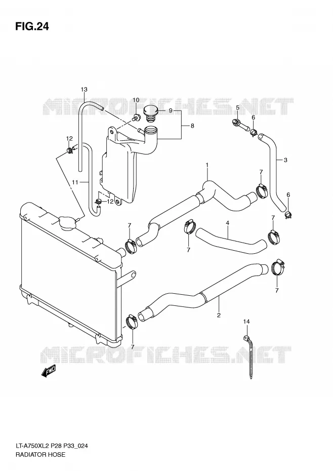 RADIATOR SLANG Suzuki QUAD 750 KINGQUAD 2012  LT-A750XL2(P28)