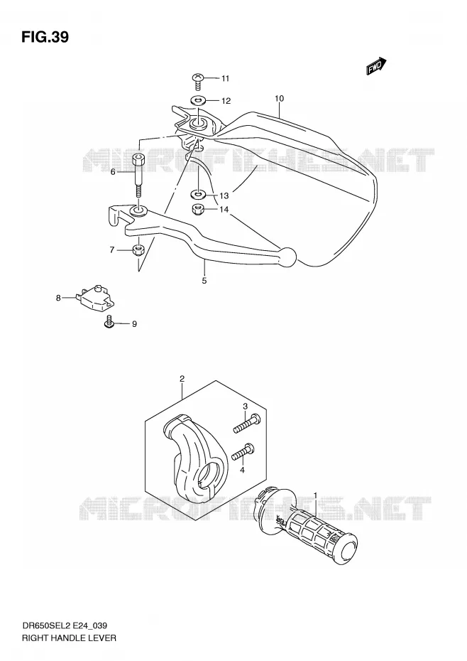 RECHTER HENDEL - HANDGREEP Suzuki MOTO 650 DR 2012  DR650SEL2(E24)