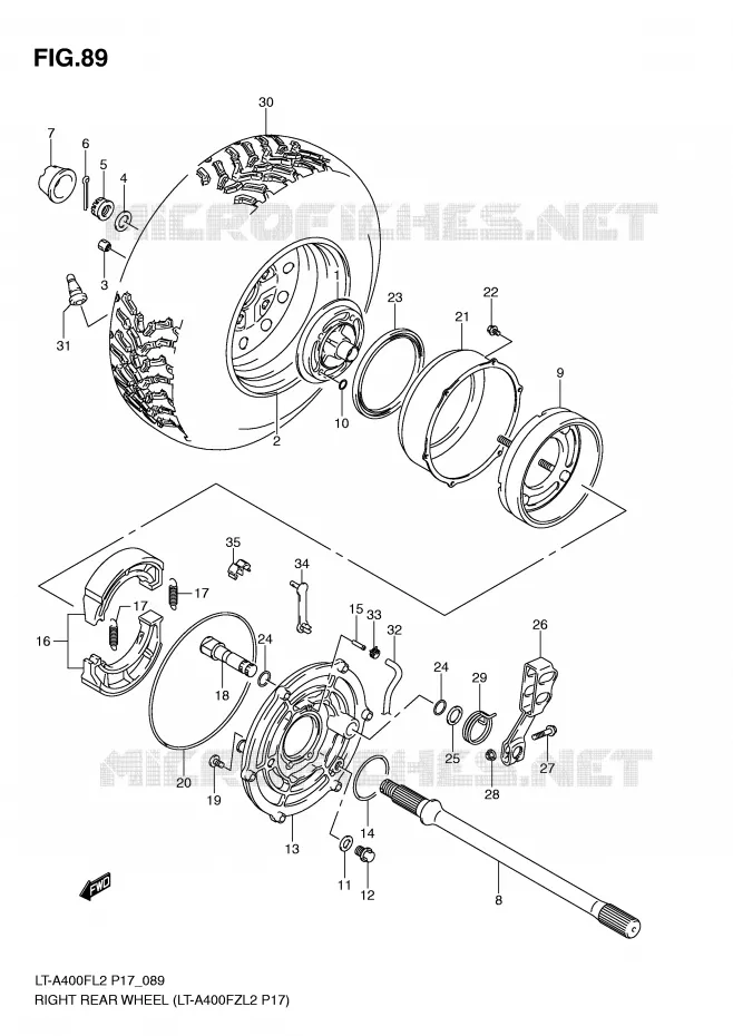 RECHTSE ACHTERWIEL (LT-A400FZL2 P17) Suzuki QUAD 400 KINGQUAD 2012  LT-F400FZL2(P17)