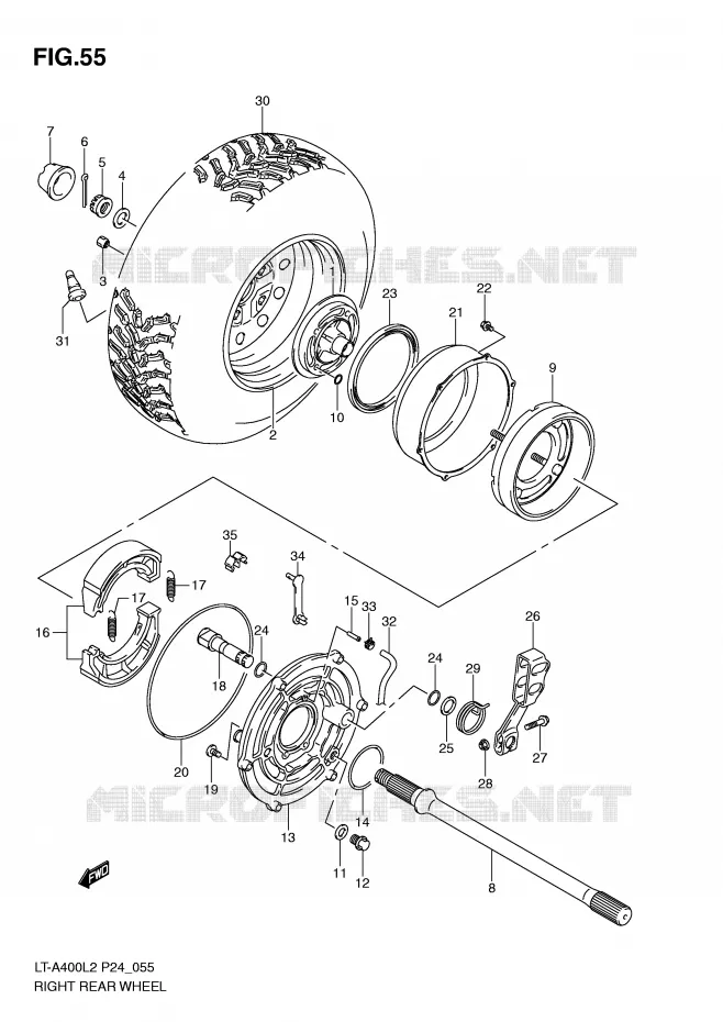 RECHTSE ACHTERWIEL Suzuki QUAD 400 KINGQUAD 2012  LT-A400L2(P24)