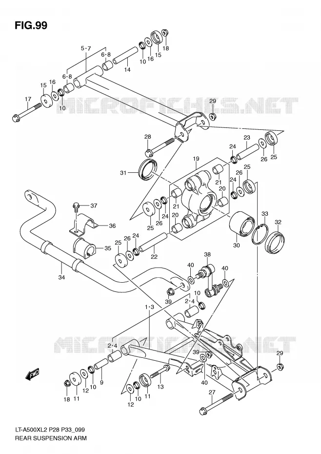 SWINGARM (LT-A500XZL2 P33) Suzuki QUAD 500 KINGQUAD 2012  LT-A500XL2(P28)