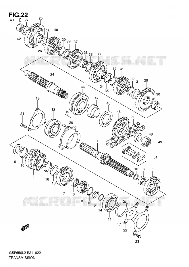 TRANSMISSION Suzuki MOTO 650 BANDIT 2014  GSF650SAL2(E21)
