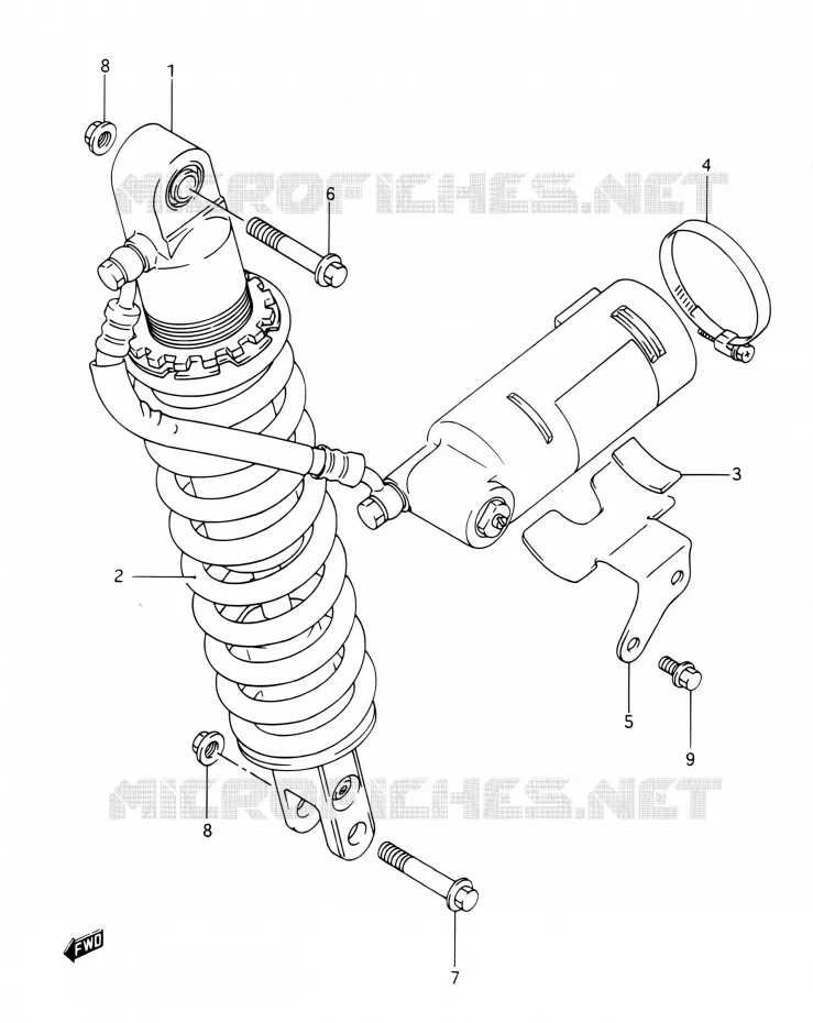 ACHTER SCHOKDEMPER Suzuki MOTO 350 DR 1993  DR350 P (E03,E28,E33)