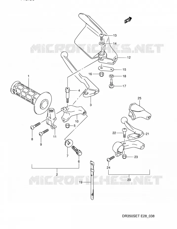 LINKER HENDEL - HANDGREEP (MODELE L/M/N/P) Suzuki MOTO 350 DR 1993  DR350S P (E03,E28,E33)