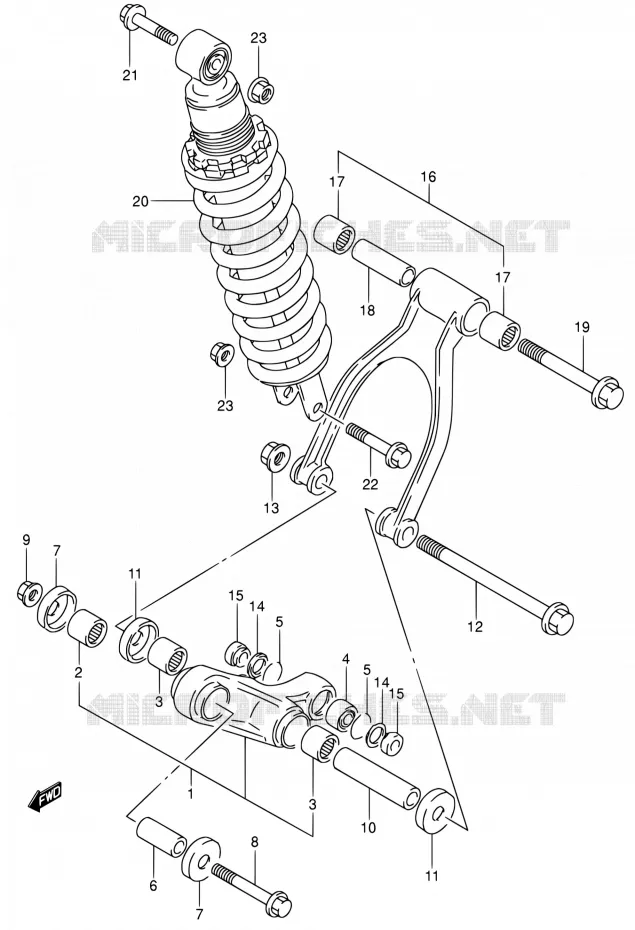 SCHOKBREKER AANEENSCHAKELING Suzuki MOTO 650 DR 1993  DR650RSE P/DR650RSEU P