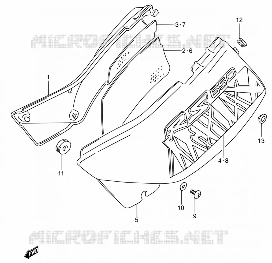 ACHTER KUIP  (MODELE R/S) Suzuki MOTO 650 DR 1994  DR650RSE R/DR650RSEU R