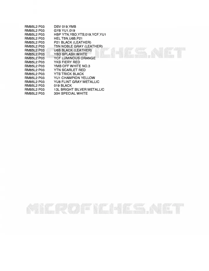 * CHARTE COULEUR * Suzuki MOTO 85 RM 2012  RM85LL2(P03)