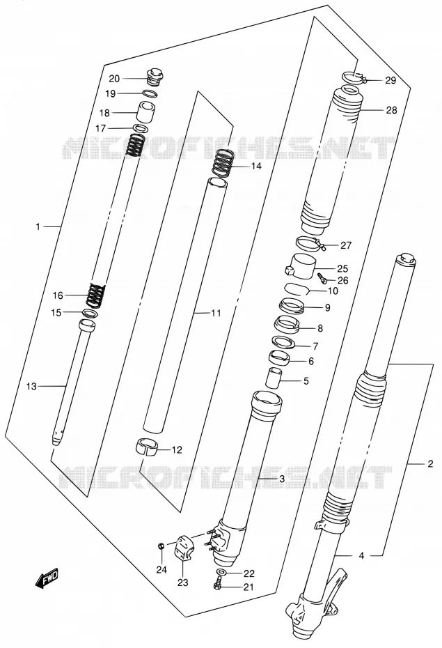 FRONT SCHOKDEMPER Suzuki MOTO 650 DR 2004  DR650SEK4(E24)